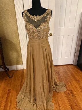 Camille La Vie Gold Embellished Maxi Gown